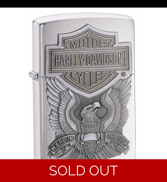 Harley Davidson Brushed Chrome Eagle Zippo Lighter